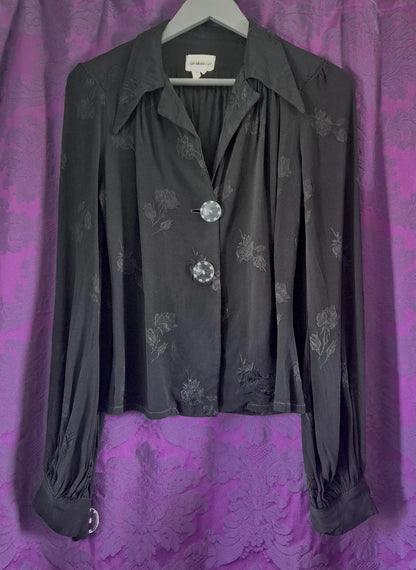 Vintage 1970s Chrisallis London jacquard blouse with statement lucite buttons