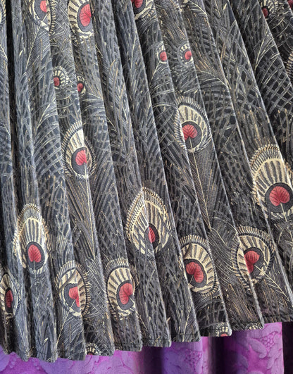 Liberty of London Hera Peacock Wool Pleated Skirt