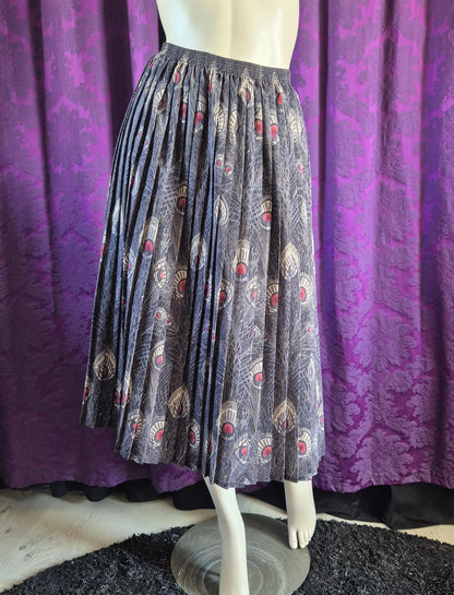 Liberty of London Hera Peacock Wool Pleated Skirt