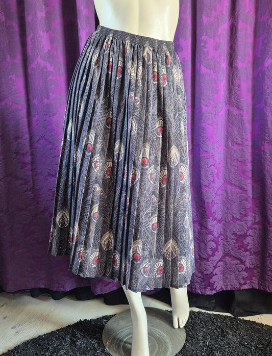 Liberty of London Hera Peacock Wool Pleated Skirt
