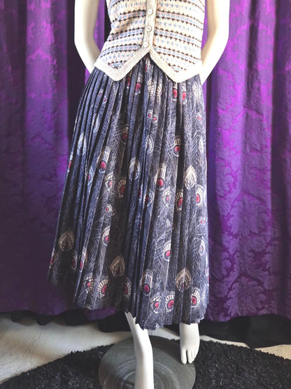 Liberty of London Hera Peacock Wool Pleated Skirt