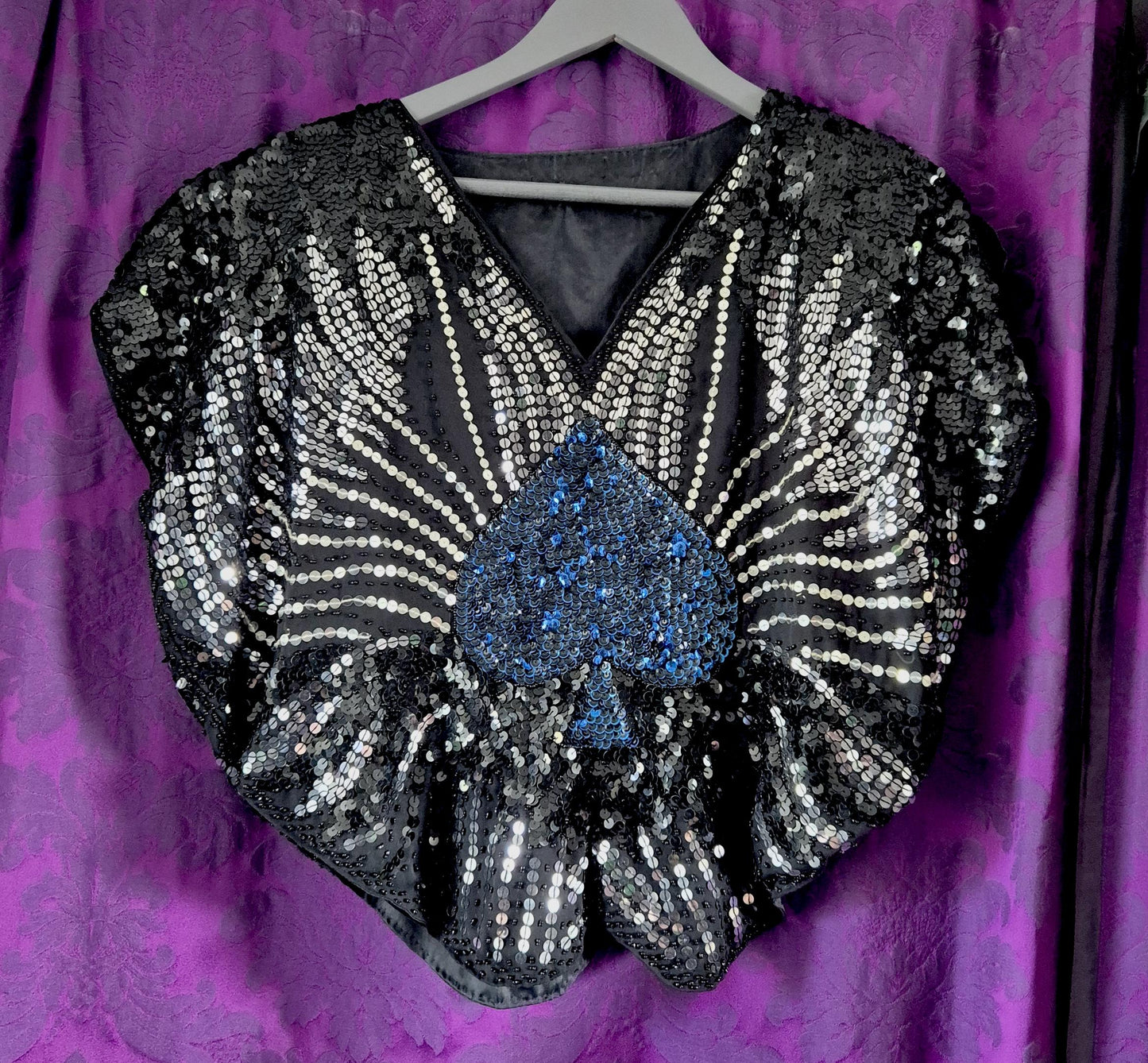 Vintage 1980s Sequin Spade Butterfly Top