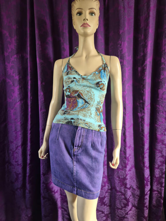 Vintage 1970s Toulouse Lautrec Jane Avril print halter top