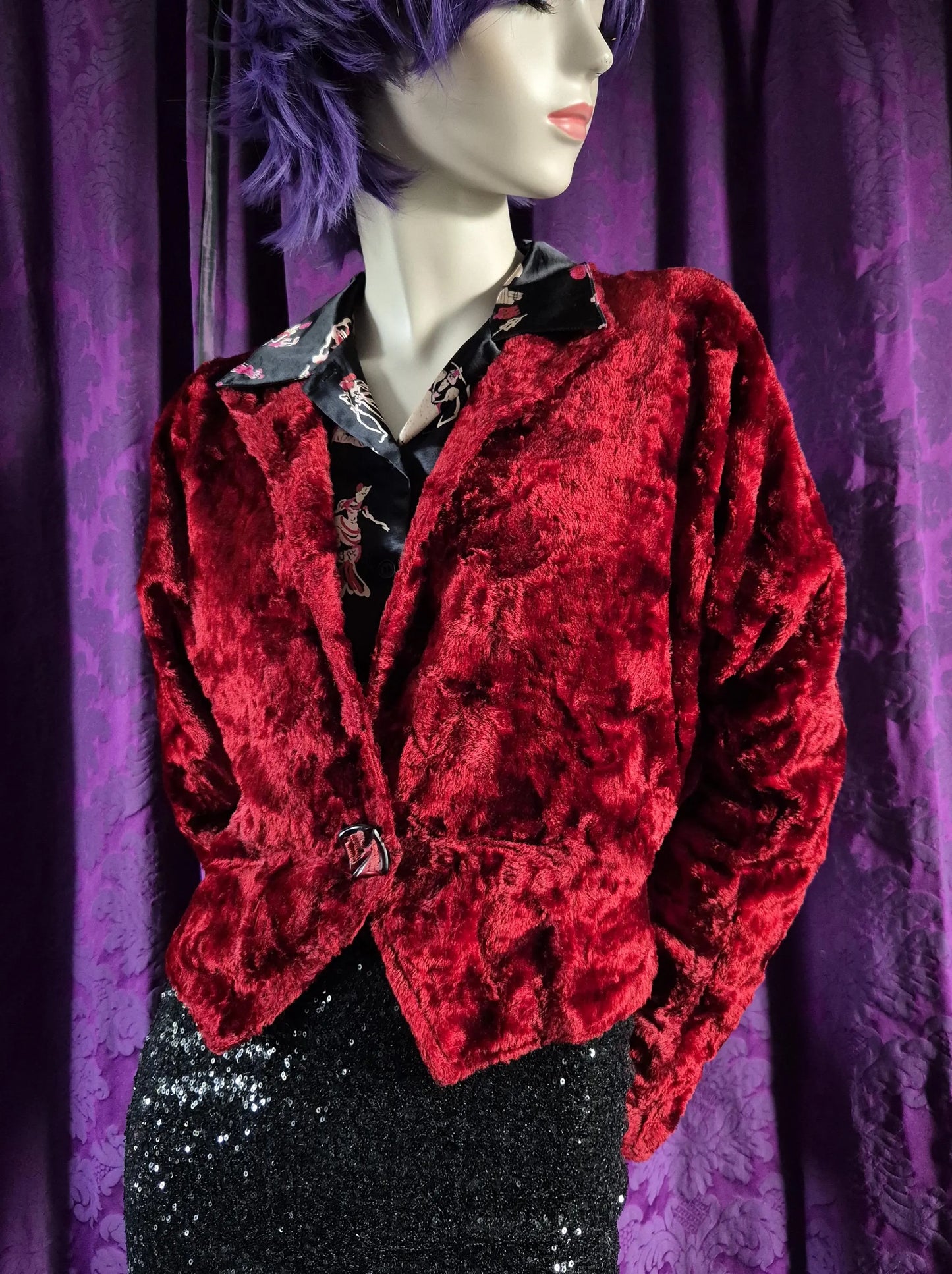 Vintage 1960s Red Plush Velvet Jacket