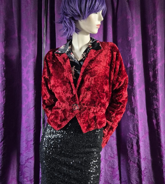 Vintage 1960s Red Plush Velvet Jacket