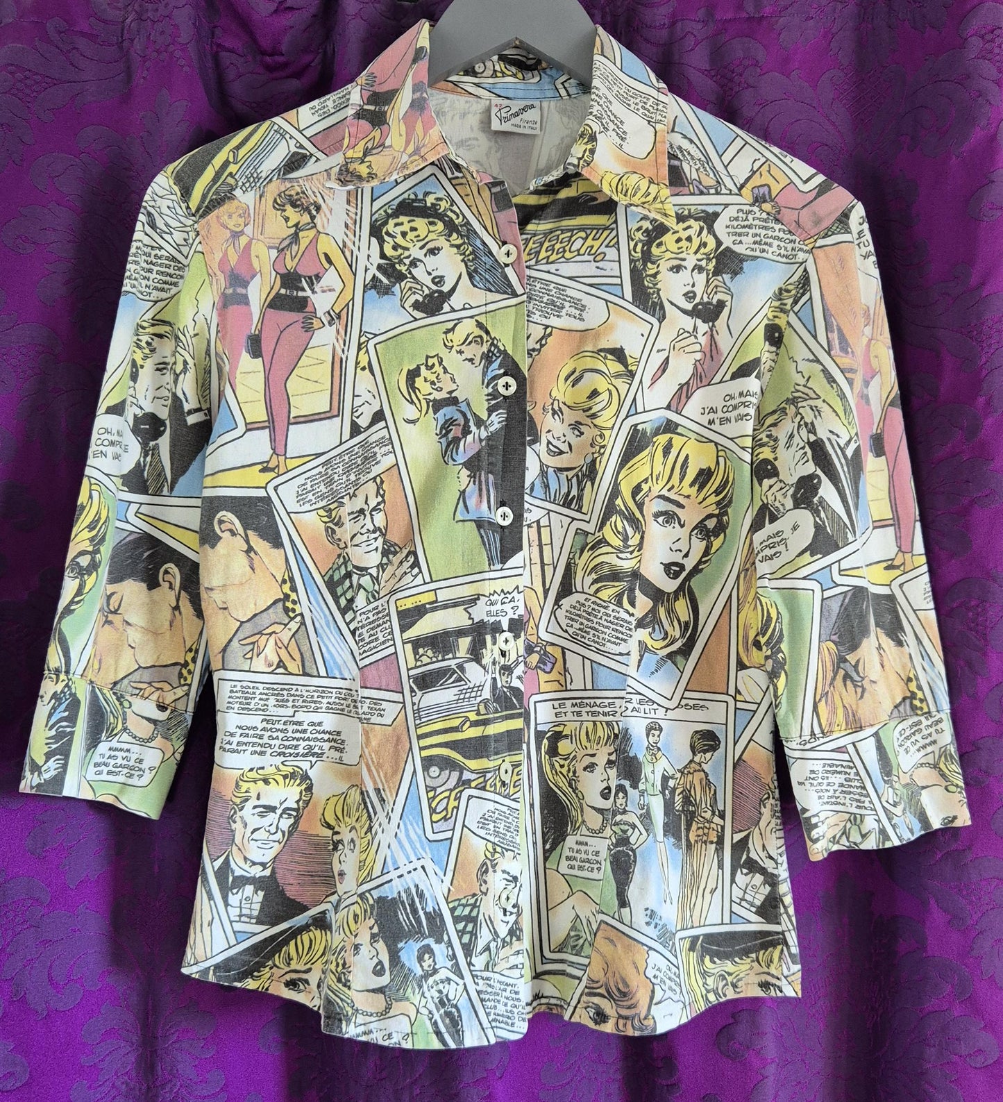 Vintage Y2K Comic Strip Print Shirt