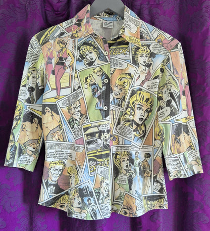 Vintage Y2K Comic Strip Print Shirt