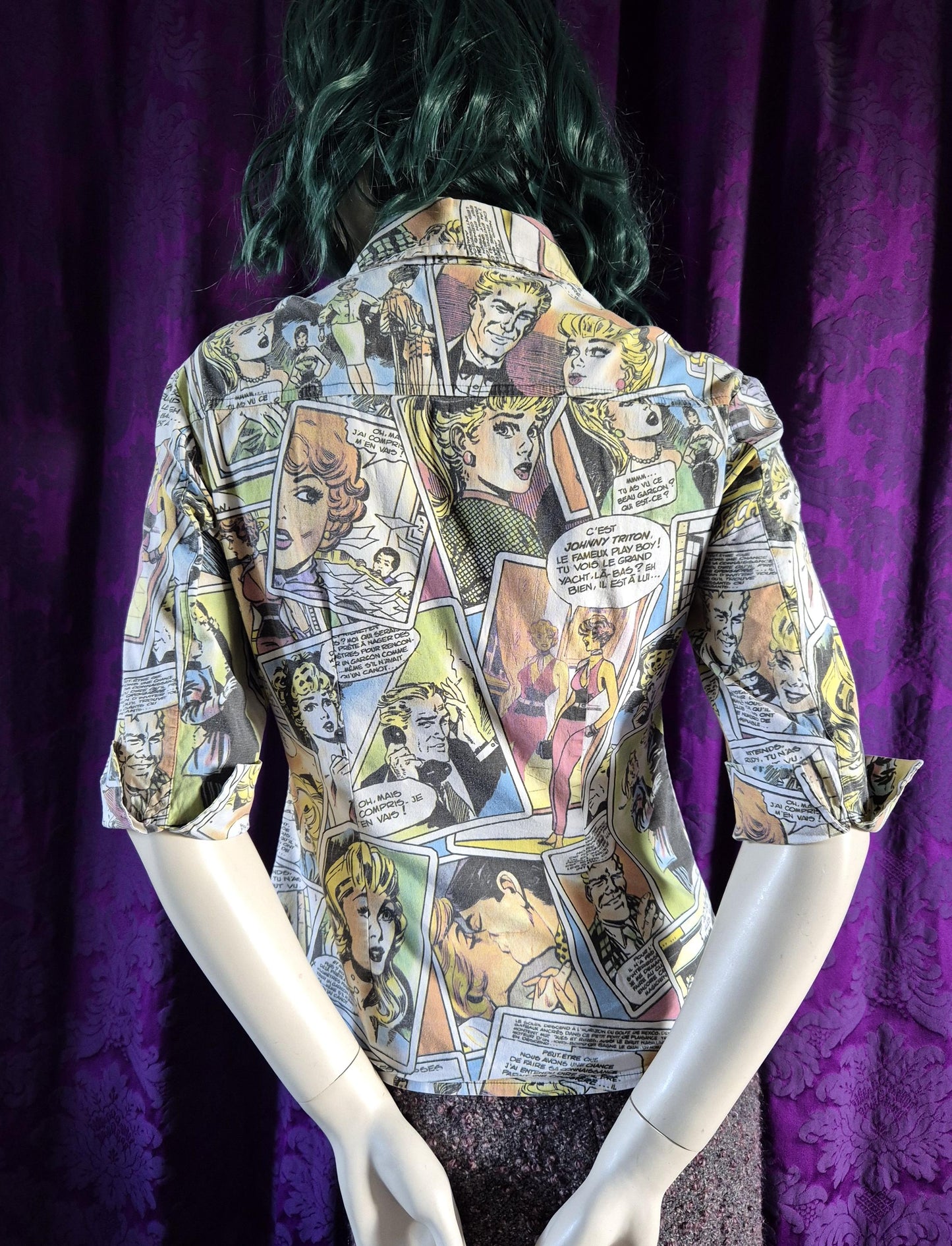 Vintage Y2K Comic Strip Print Shirt