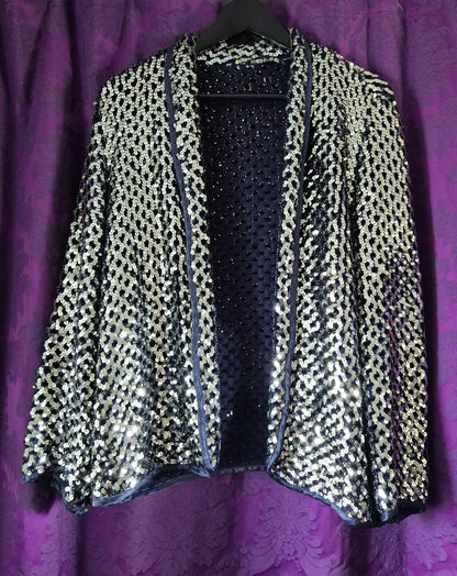 Vintage Silver Sequin Knit Jacket