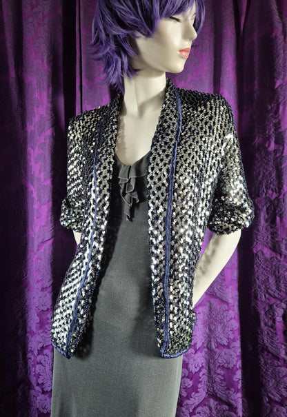 Vintage Silver Sequin Knit Jacket