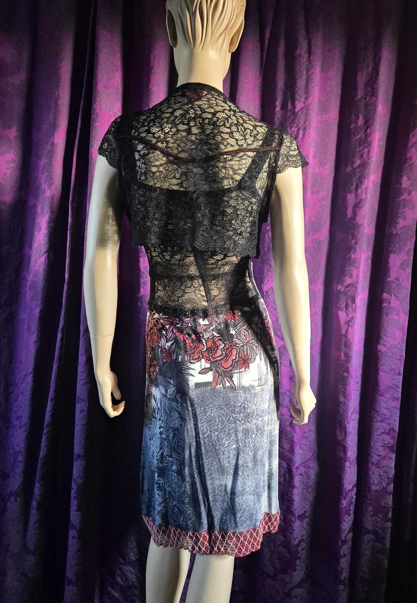 Save The Queen Floral and Geometric Print Dress & Lace Bolero