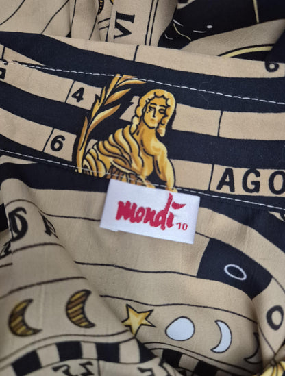 Vintage 1990s MONDI Celestial Sun Astronomical Zodiac Print Blouse