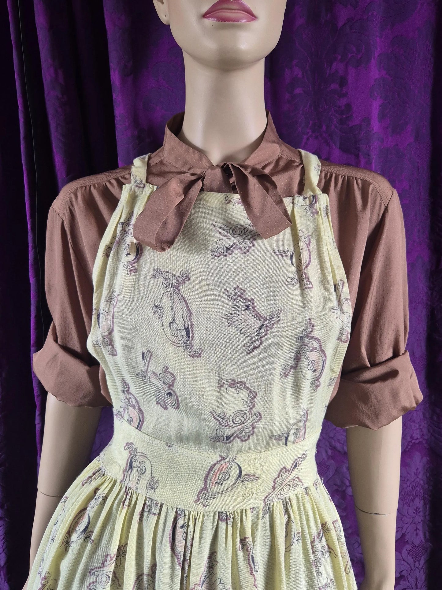 Make Do And Mend Full Apron with Musical Instruments Print