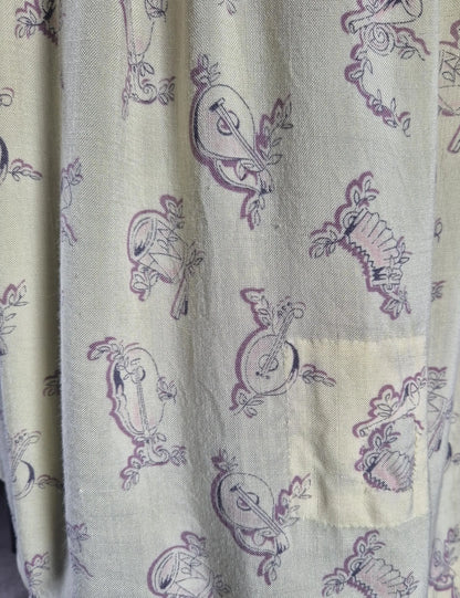 Make Do And Mend Full Apron with Musical Instruments Print