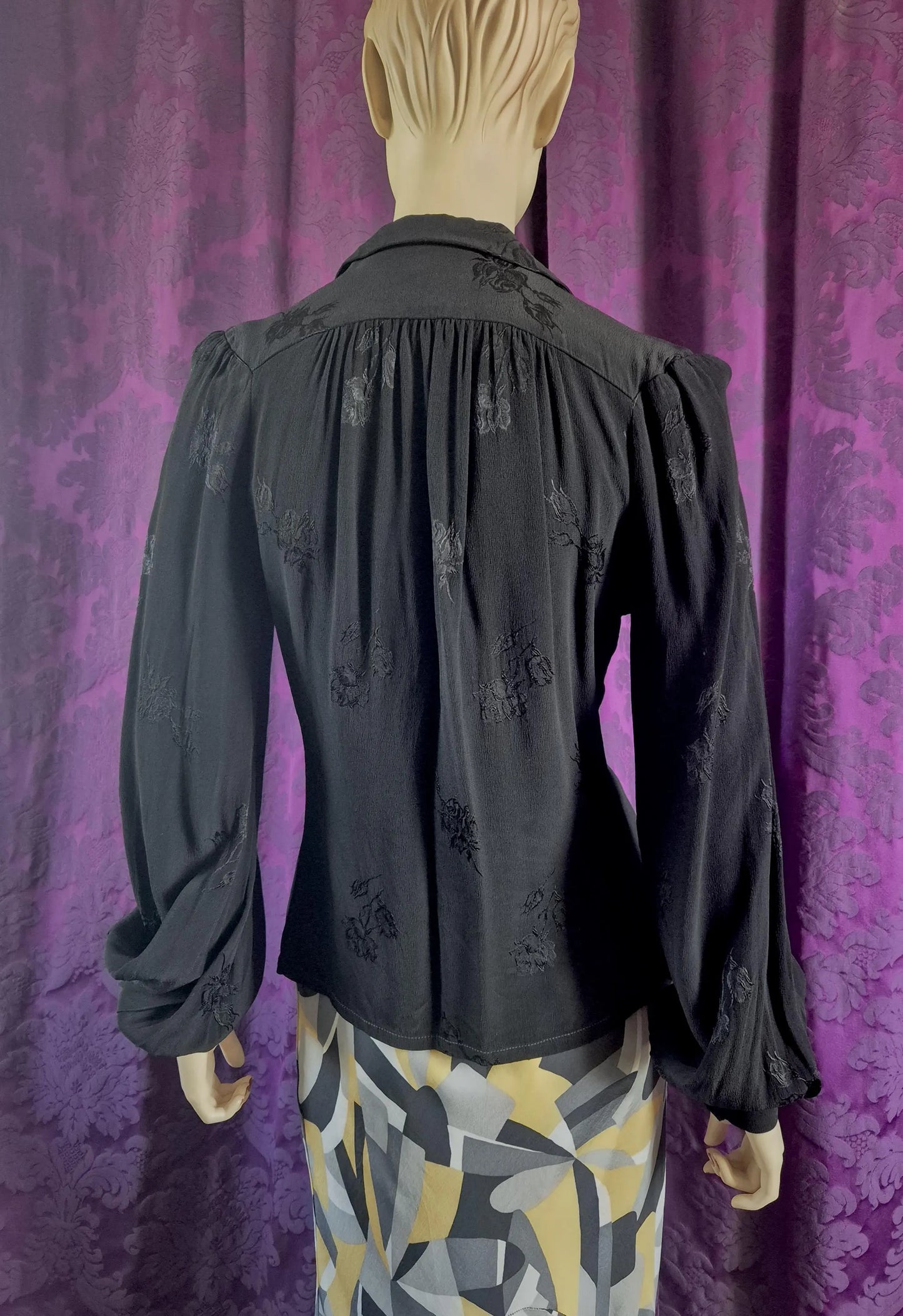 Vintage 1970s Chrisallis London jacquard blouse with statement lucite buttons