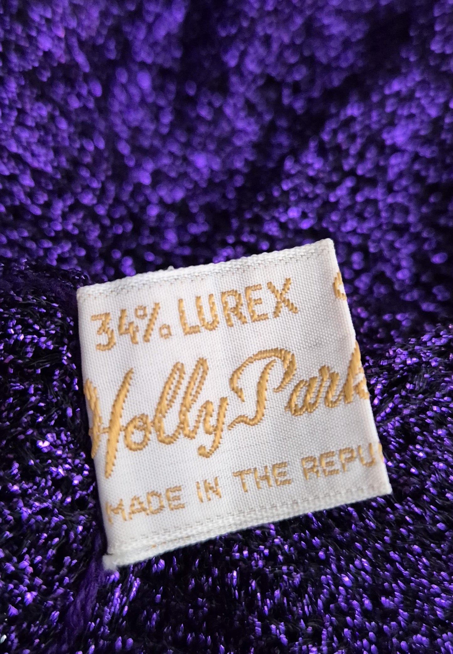 Vintage 1970s Violet Lurex Ribbed Knit Evening Dress