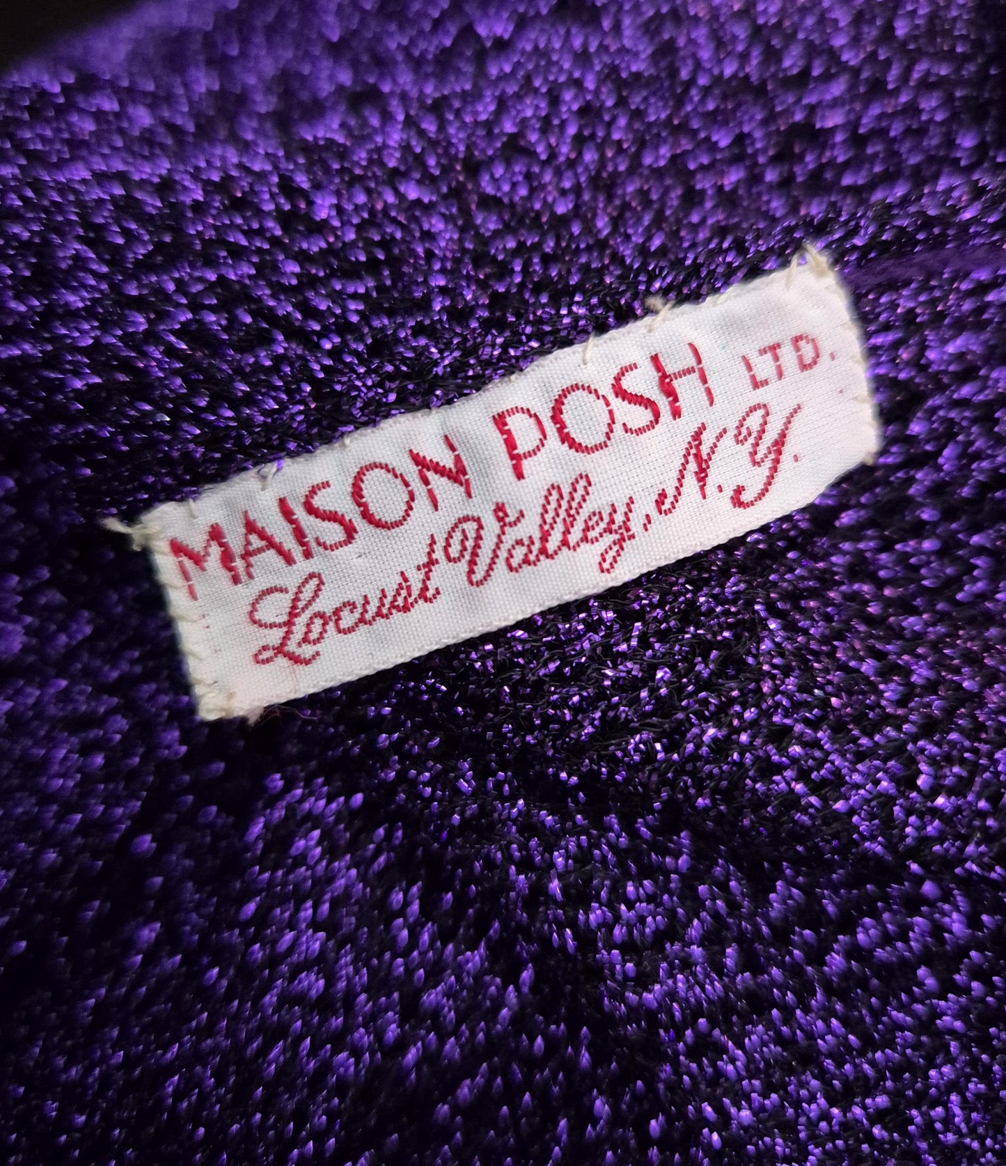 Vintage 1970s Violet Lurex Ribbed Knit Evening Dress