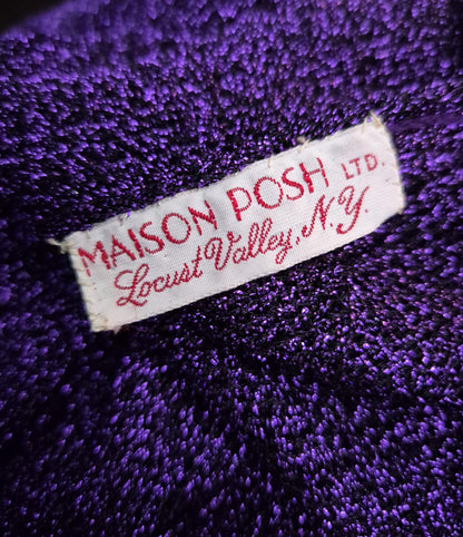 Vintage 1970s Violet Lurex Ribbed Knit Evening Dress