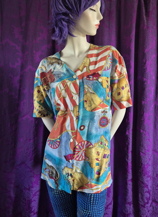Silk Nautical Print Blouse by Betty Barclay