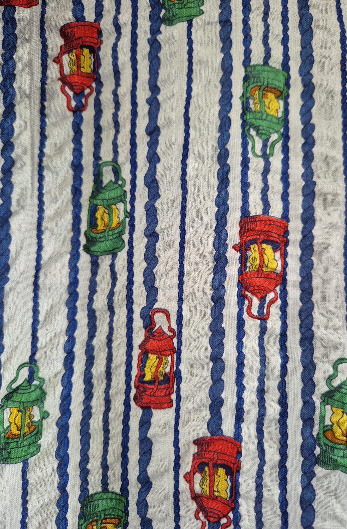 Vintage 1970s Lantern Print Cotton Striped Shirt