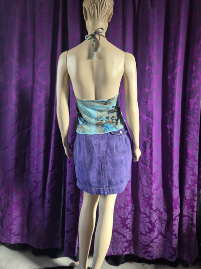 Vintage 1970s Toulouse Lautrec Jane Avril print halter top