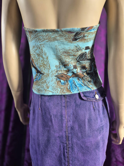 Vintage 1970s Toulouse Lautrec Jane Avril print halter top