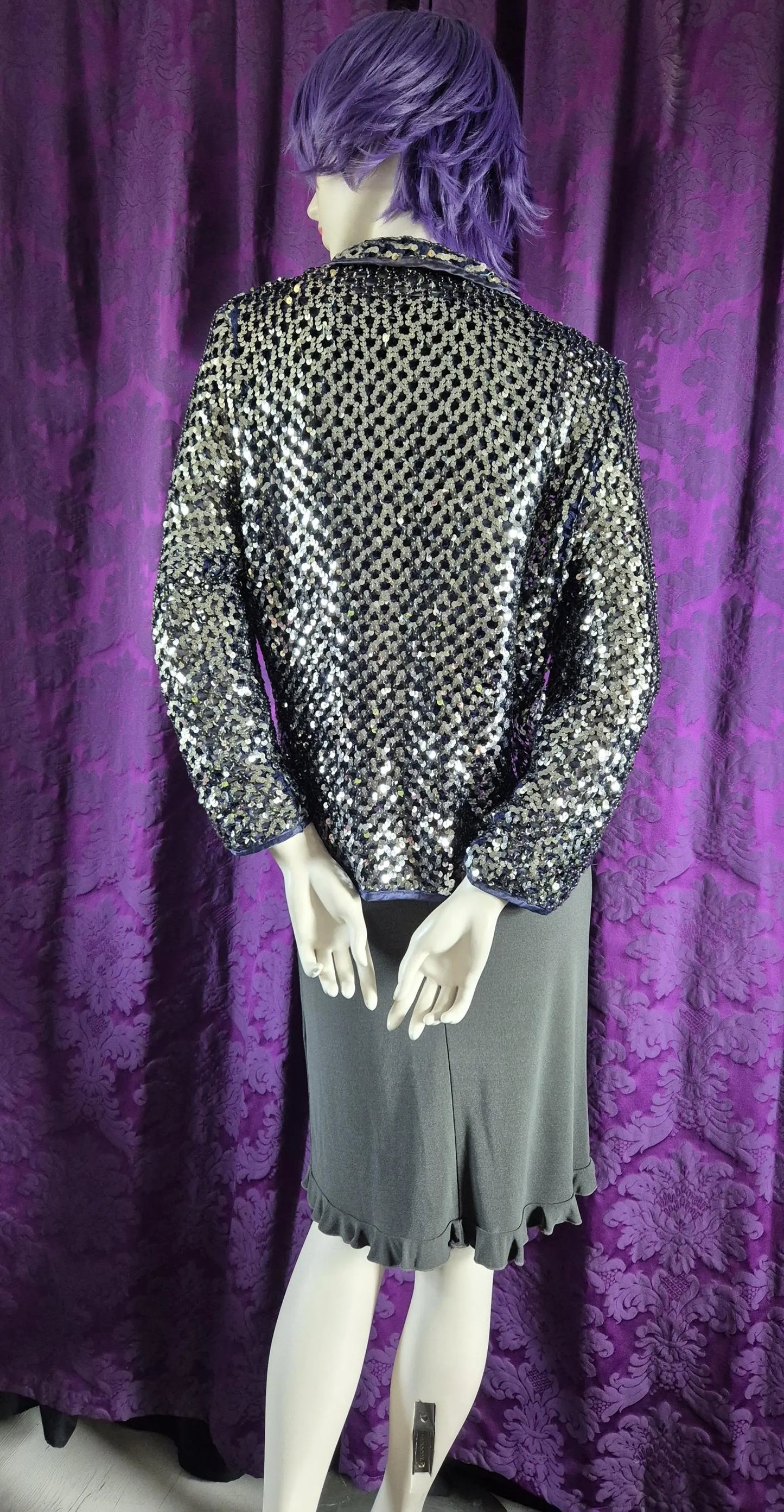 Vintage Silver Sequin Knit Jacket