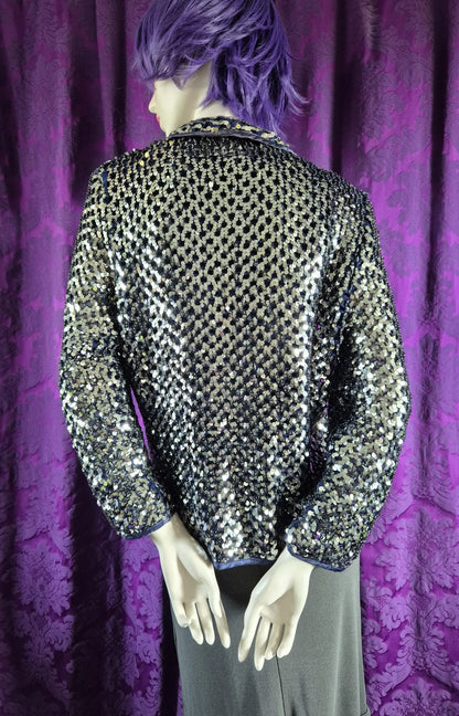 Vintage Silver Sequin Knit Jacket