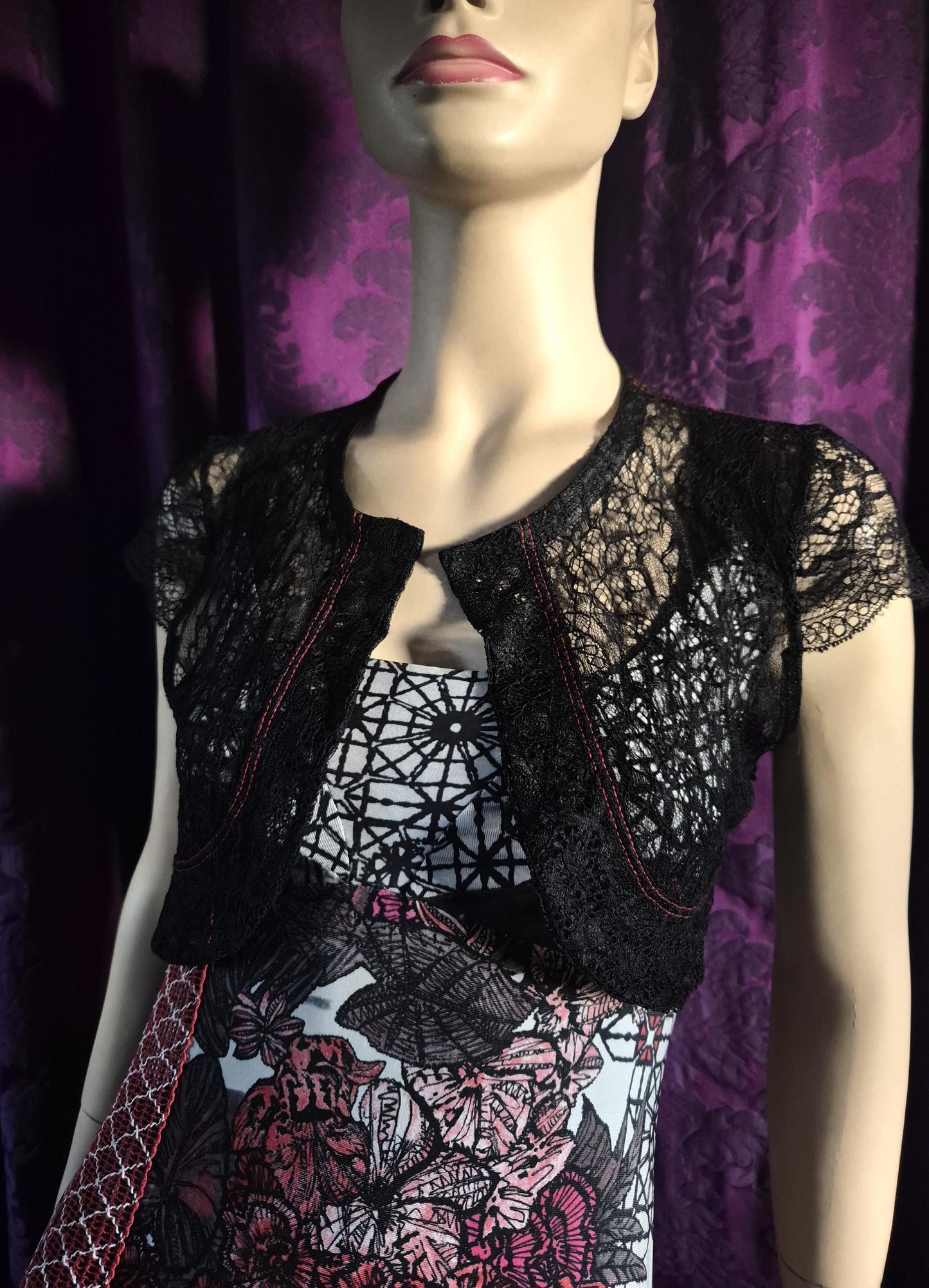 Save The Queen Floral and Geometric Print Dress & Lace Bolero