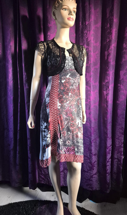 Save The Queen Floral and Geometric Print Dress & Lace Bolero