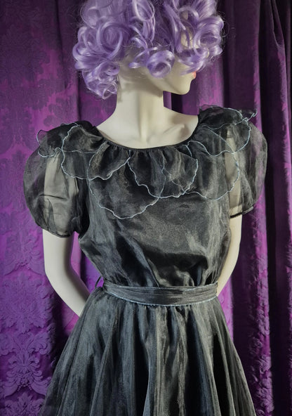 Vintage Crystal Organza Petal Ruffle Collar Party Dress