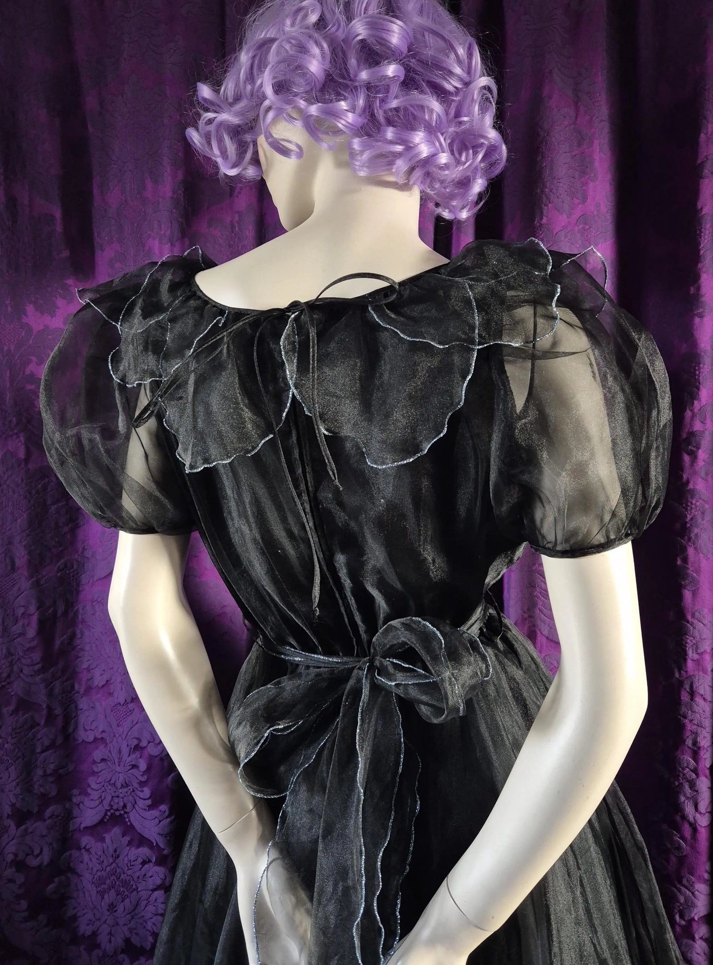 Vintage Crystal Organza Petal Ruffle Collar Party Dress
