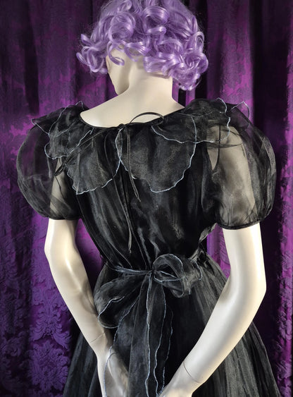 Vintage Crystal Organza Petal Ruffle Collar Party Dress