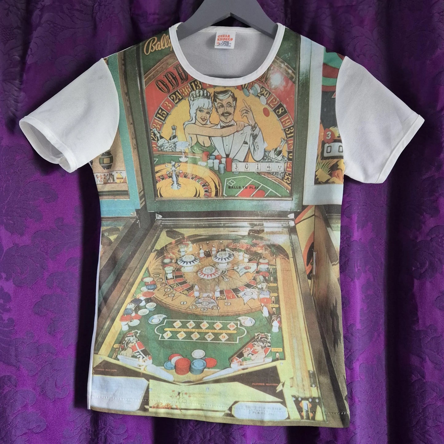 Vintage 1970s Photo Print Pinball T-Shirt by Cedar Knolls