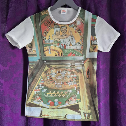 Vintage 1970s Photo Print Pinball T-Shirt by Cedar Knolls