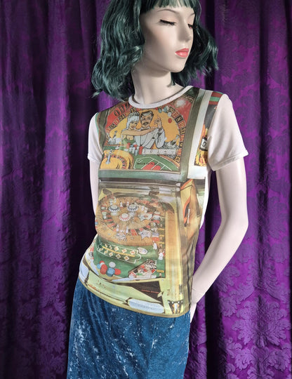 Vintage 1970s Photo Print Pinball T-Shirt by Cedar Knolls