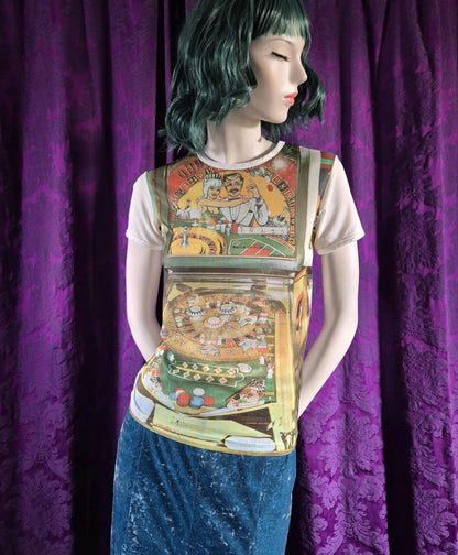 Vintage 1970s Photo Print Pinball T-Shirt by Cedar Knolls