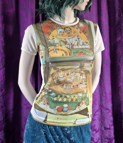 Vintage 1970s Photo Print Pinball T-Shirt by Cedar Knolls