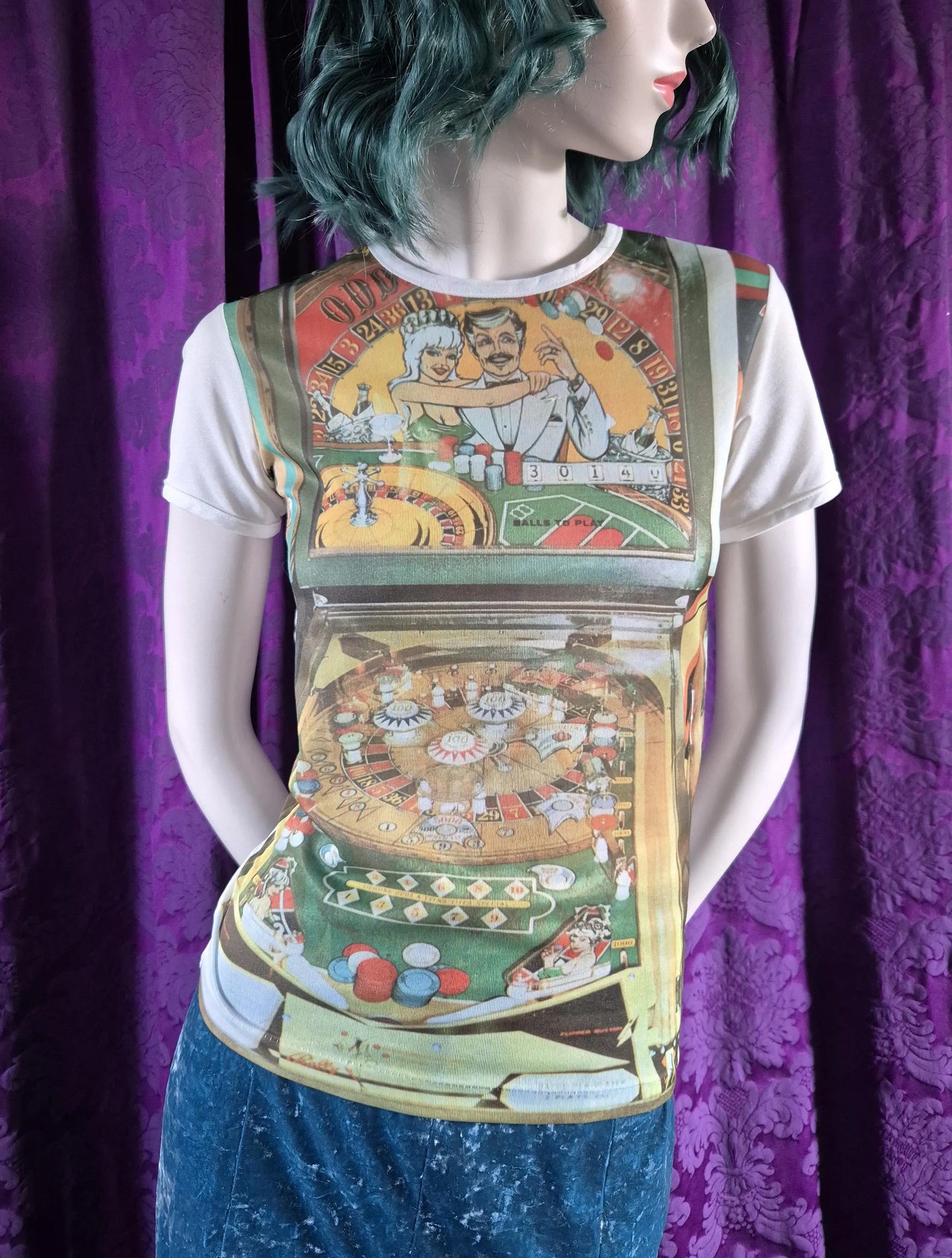 Vintage 1970s Photo Print Pinball T-Shirt by Cedar Knolls