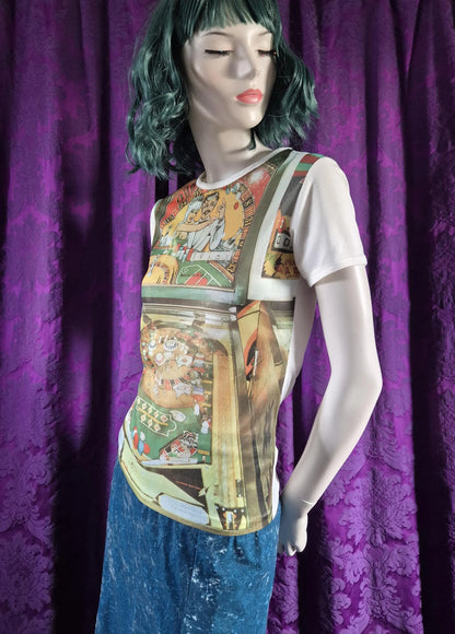 Vintage 1970s Photo Print Pinball T-Shirt by Cedar Knolls