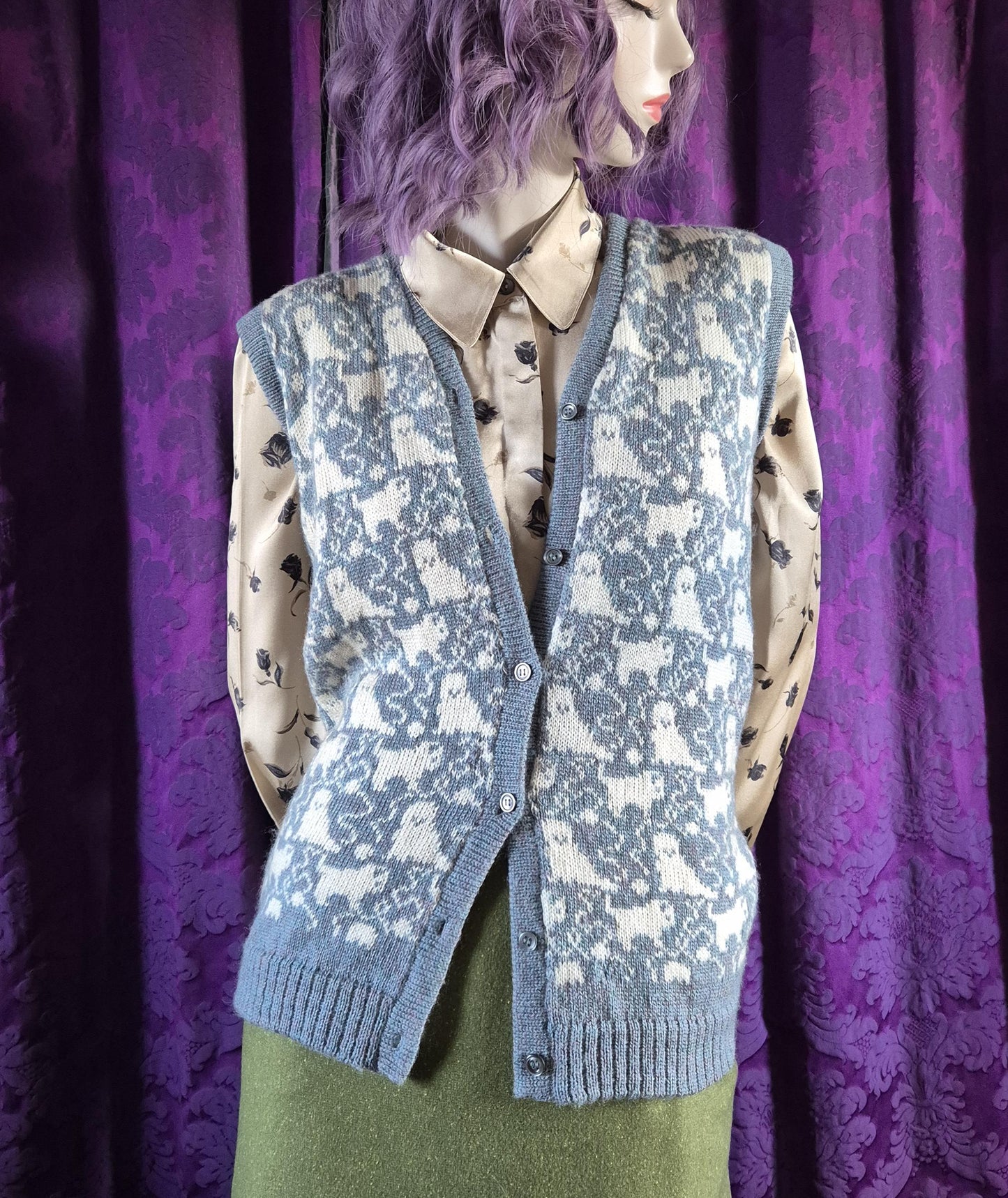 Vintage Kittens & Yarn Fair Isle Knit Gilet