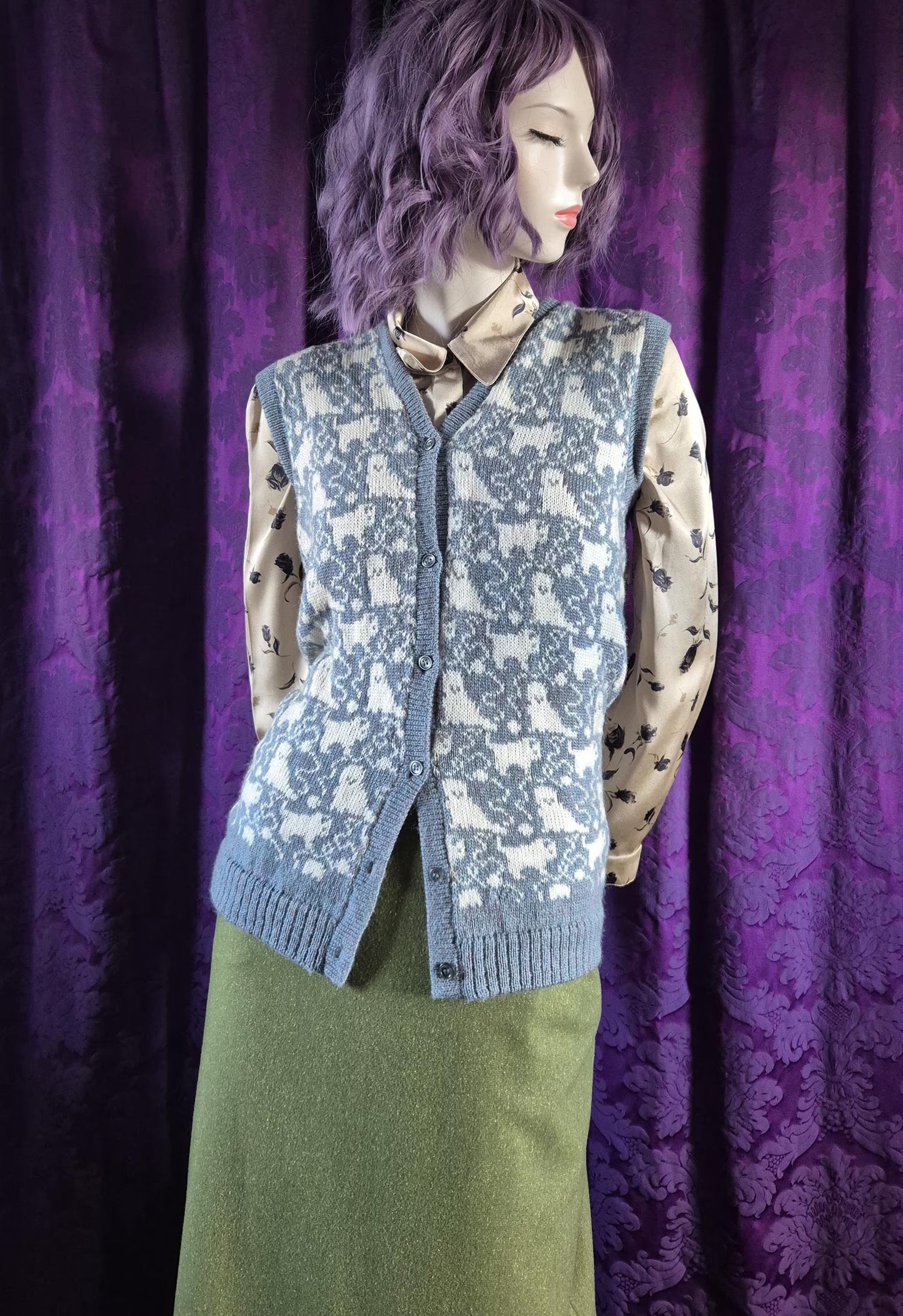 Vintage Kittens & Yarn Fair Isle Knit Gilet