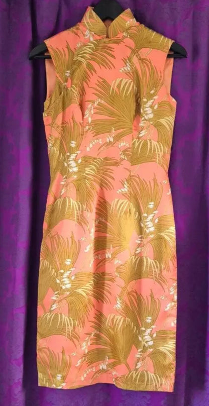 Vintage Silk Tropical Floral Cheongsam Qipao Dress