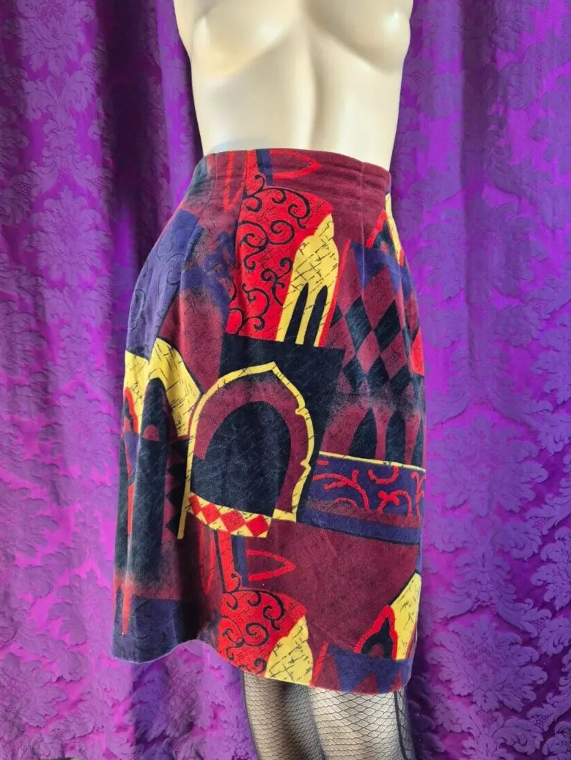 Vintage 1990s LAUREL Velvet Venetian Print Skirt