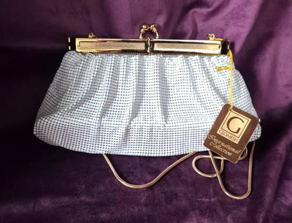 Vintage 1980s White Glomesh Hinged Frame Handbag