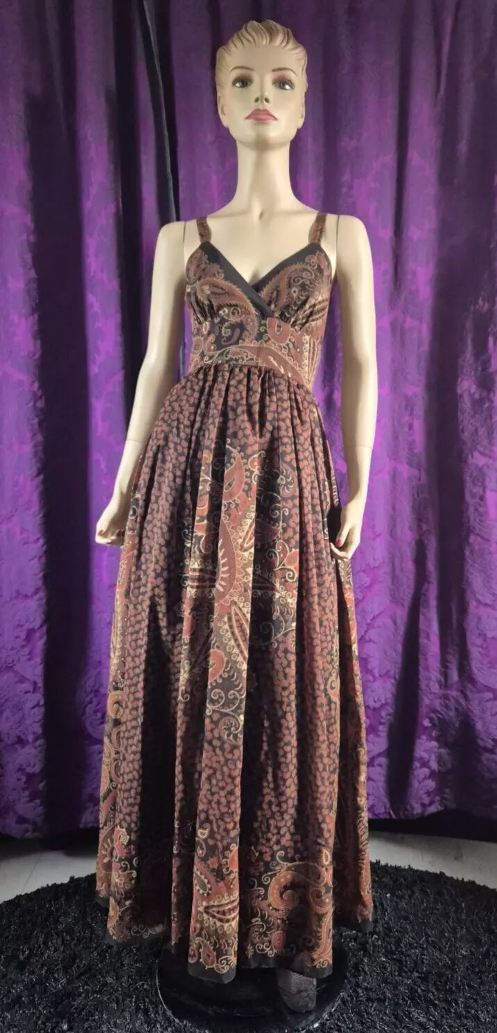 Vintage 1970s Trina lewis Marjon Couture Paisley Maxi Dress