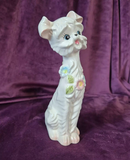 Pair of Vintage Kitsch White Dog Figurines