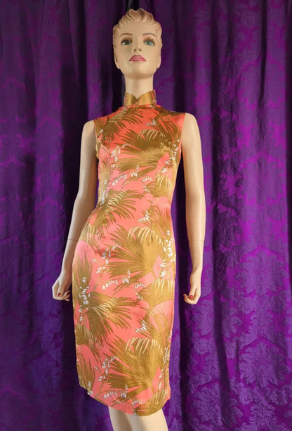 Vintage Silk Tropical Floral Cheongsam Qipao Dress
