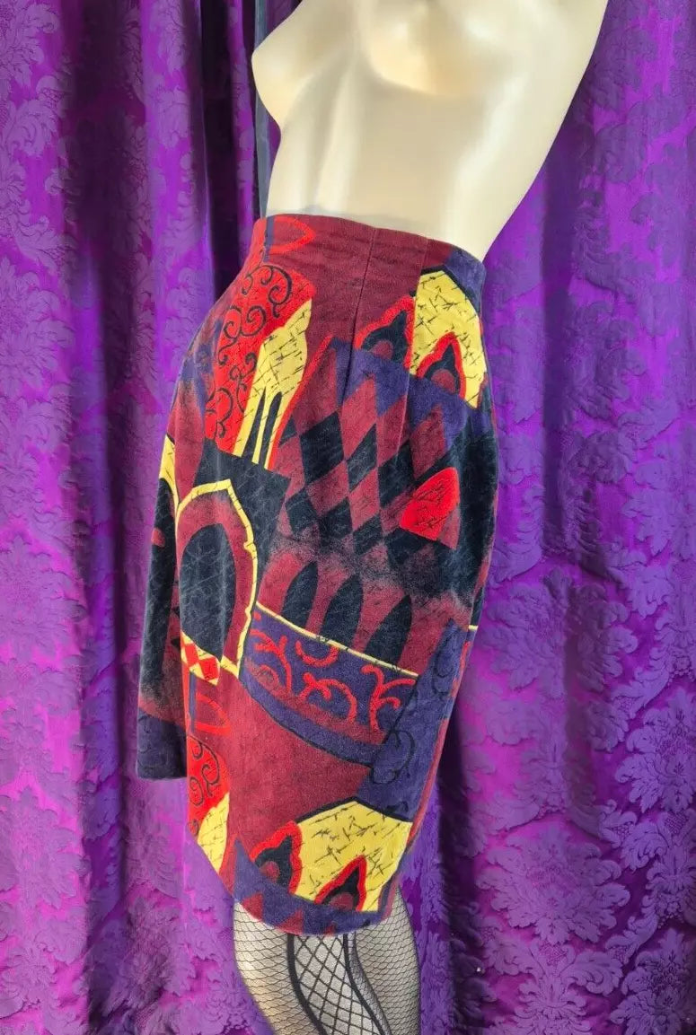 Vintage 1990s LAUREL Velvet Venetian Print Skirt