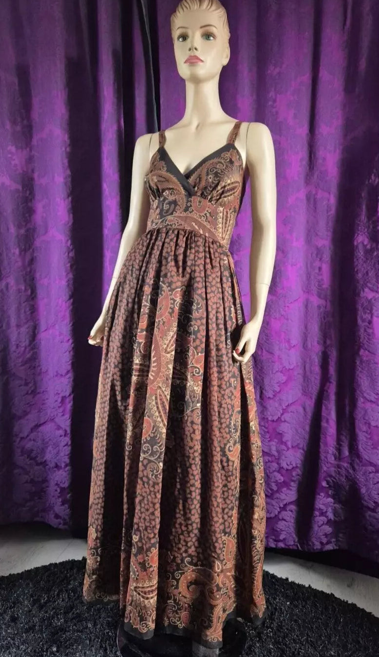 Vintage 1970s Trina lewis Marjon Couture Paisley Maxi Dress
